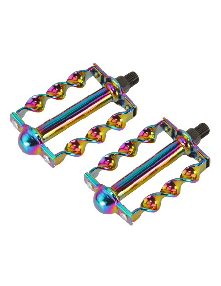 Twisted Flat Pedals 1/2 W/Logo Oil Slick.